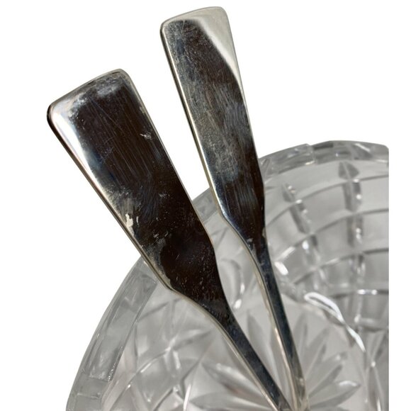 VTG Handmade Lead Crystal Salad Bowl With 2 Silverplated Salad Servers Italy - Picture 10 of 10